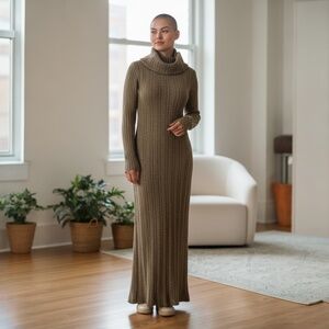 Vintage‎ Calderon Gold Metallic Turtleneck Women's Sweater Dress Sz 4